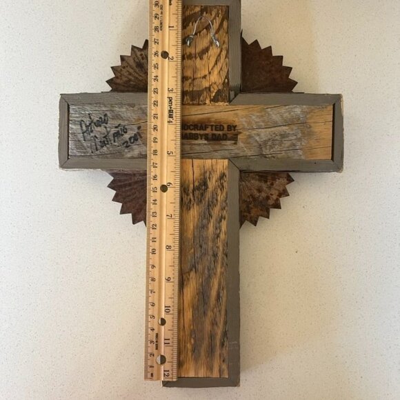 Arturo Montano "Gabby's Dad" Handmade Wood Tin Bone Cross Wall Art Southwestern - Picture 7 of 8